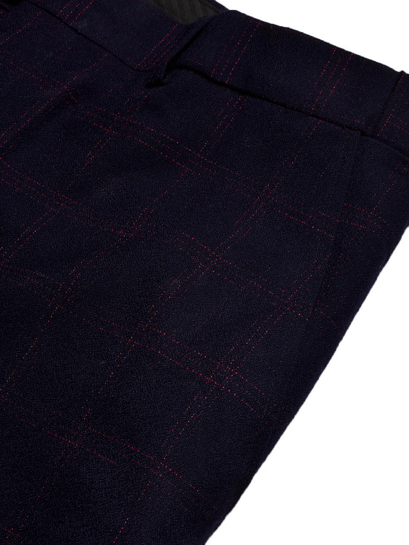 Louis Vicaci Slim Fit Dress Pent For Men-Dark Blue with Check-BE790/BR13037