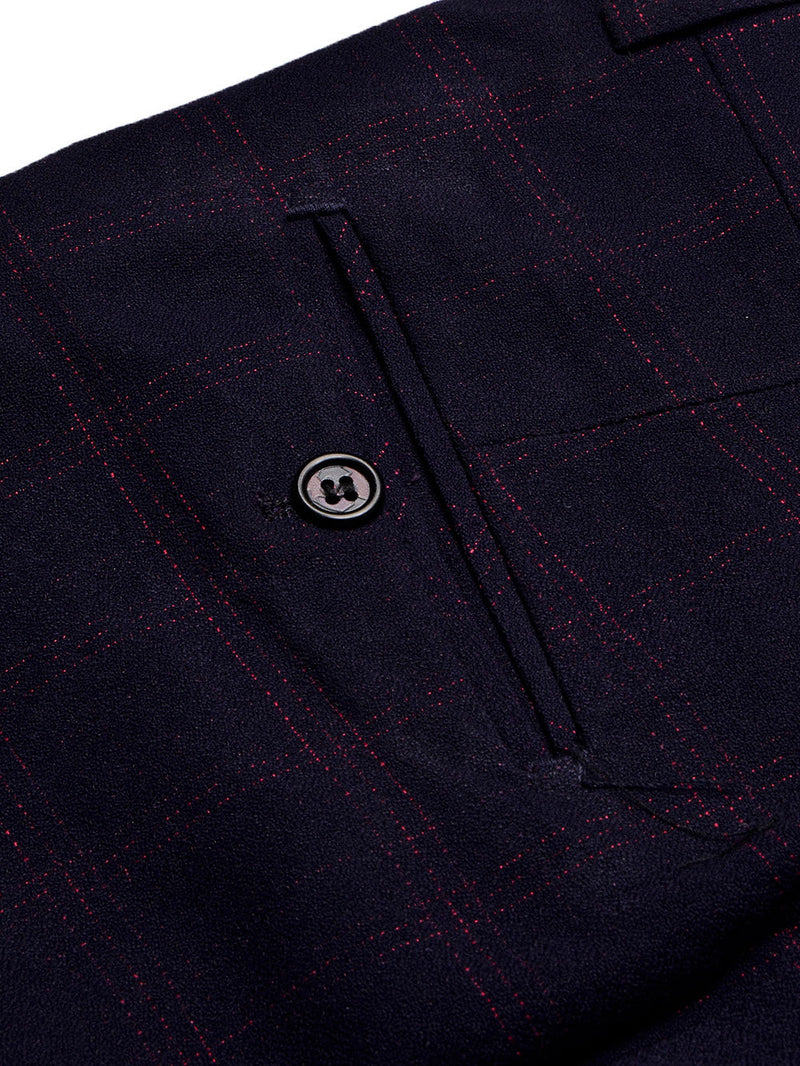 Louis Vicaci Slim Fit Dress Pent For Men-Dark Blue with Check-BE790/BR13037