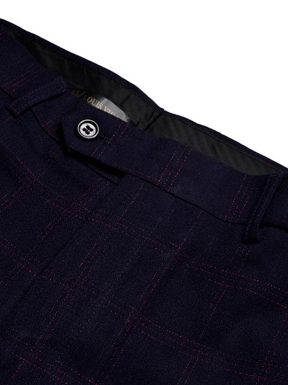 Louis Vicaci Slim Fit Dress Denim Pent For Men-Dark Blue with Check-BE790/BR13037
