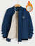 Louis Vicaci Zipper Inner Fur Bomber Jacket For Men-Navy-BE616/BR12875