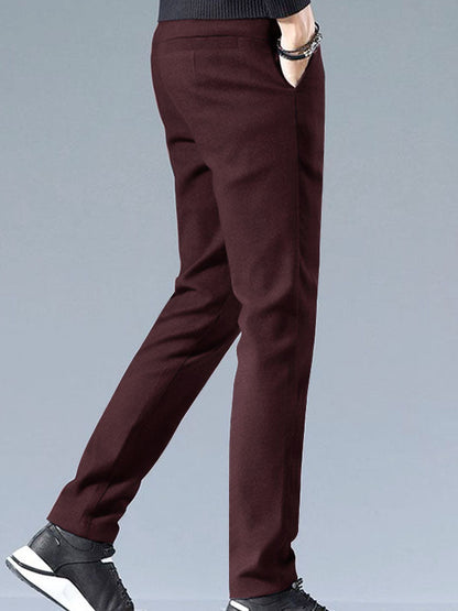 Louis Vicaci Interlock Stretchy Slim Fit Pent For Men-Maroon-SP1788/RT2438