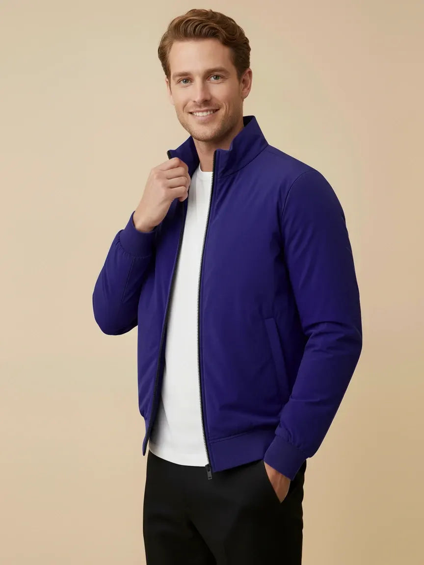 Payper Puffer Zipper Mockneck Jacket For Men-Royal Blue-PH11