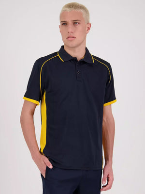 MPS Clock Active Wear Polo Shirt For Men-Navy & Yellow-BE1357