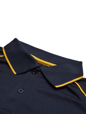 MPS Clock Active Wear Polo Shirt For Men-Navy & Yellow-BE1357