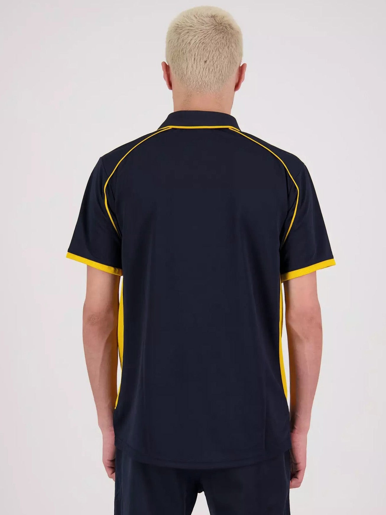 MPS Clock Active Wear Polo Shirt For Men-Navy & Yellow-BE1357