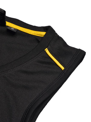 MPS Cloke Sleeveless Active Wear T Shirt For Men-Black & Yellow-BE1353/BR13595