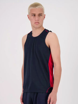 MPS Cloke Sleeveless Active Wear T Shirt For Men-Navy & Red-BE1356