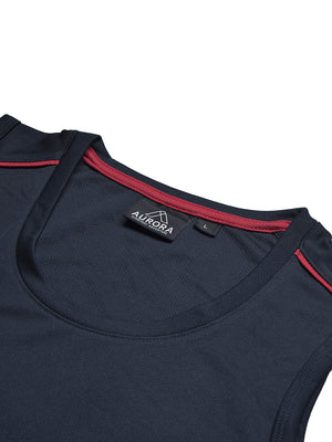 MPS Cloke Sleeveless Active Wear T Shirt For Men-Navy & Red-BE1356