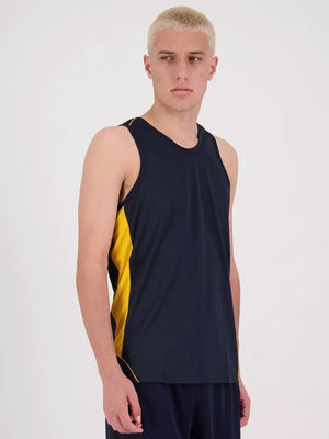 MPS Cloke Sleeveless Active Wear T Shirt For Men-Navy & Yellow-BE1355/BR13597