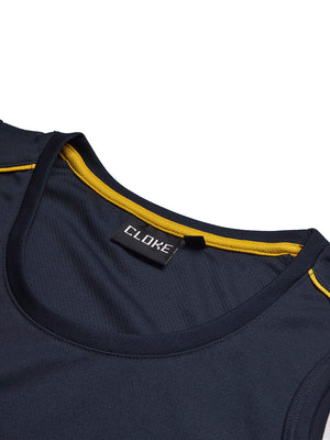 MPS Cloke Sleeveless Active Wear T Shirt For Men-Navy & Yellow-BE1355/BR13597