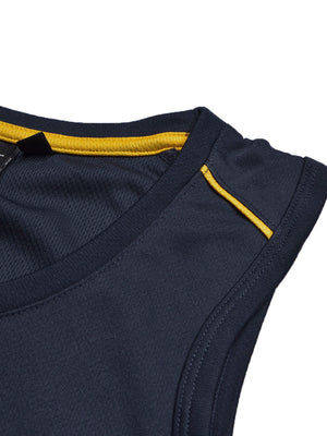 MPS Cloke Sleeveless Active Wear T Shirt For Men-Navy & Yellow-BE1355/BR13597