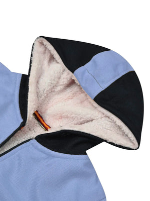 Mango Stylish Inner Quilted Fur Zipper Hoodie For Kids-Light Blue & Navy-BE15730 Mango