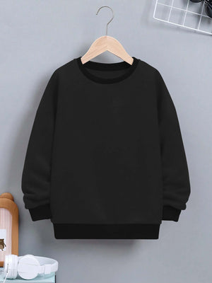 Mango Terry Fleece Sweatshirt For Kids-Black-BE2148