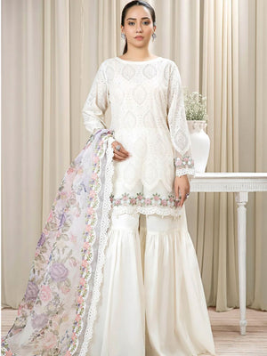 Maria B. Embroidered Lawn Organza Unstitched 3 Pcs Suit For Women-BE3140/BR15040