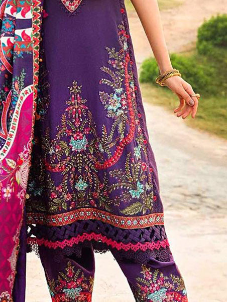 Maria B. Embroidered Lawn Unstitched 3 Pcs Suit For Women-BE3133/BR15031