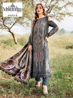 Maria B. Embroidered Lawn Unstitched 3 Pcs Suit For Women-BE3134/BR15034