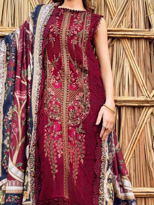 Maria B. Embroidered Lawn Unstitched 3 Pcs Suit For Women-BE3135/BR15035