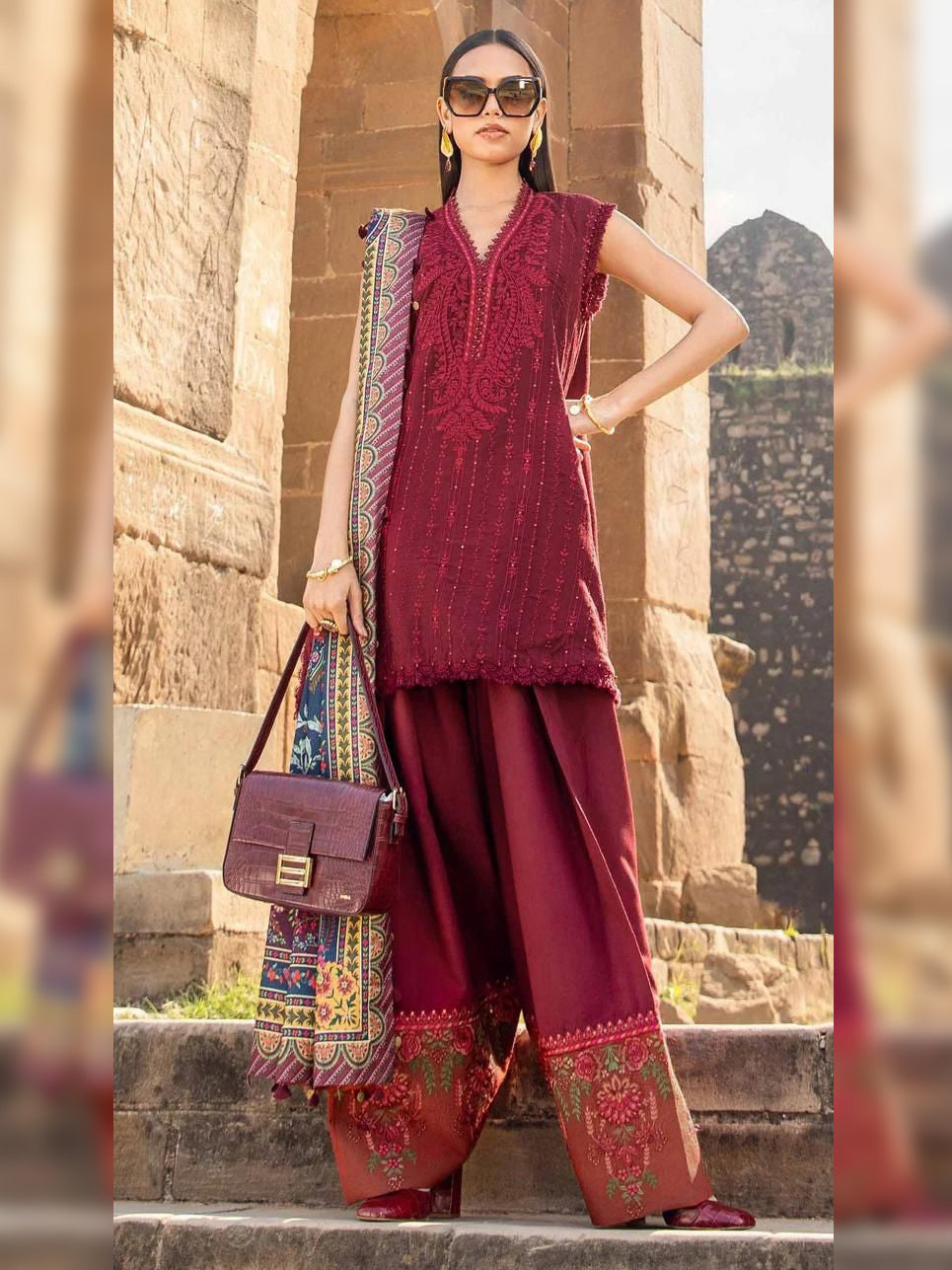 Maria B. Embroidered Lawn Unstitched 3 Pcs Suit For Women-BE3157/BR15057