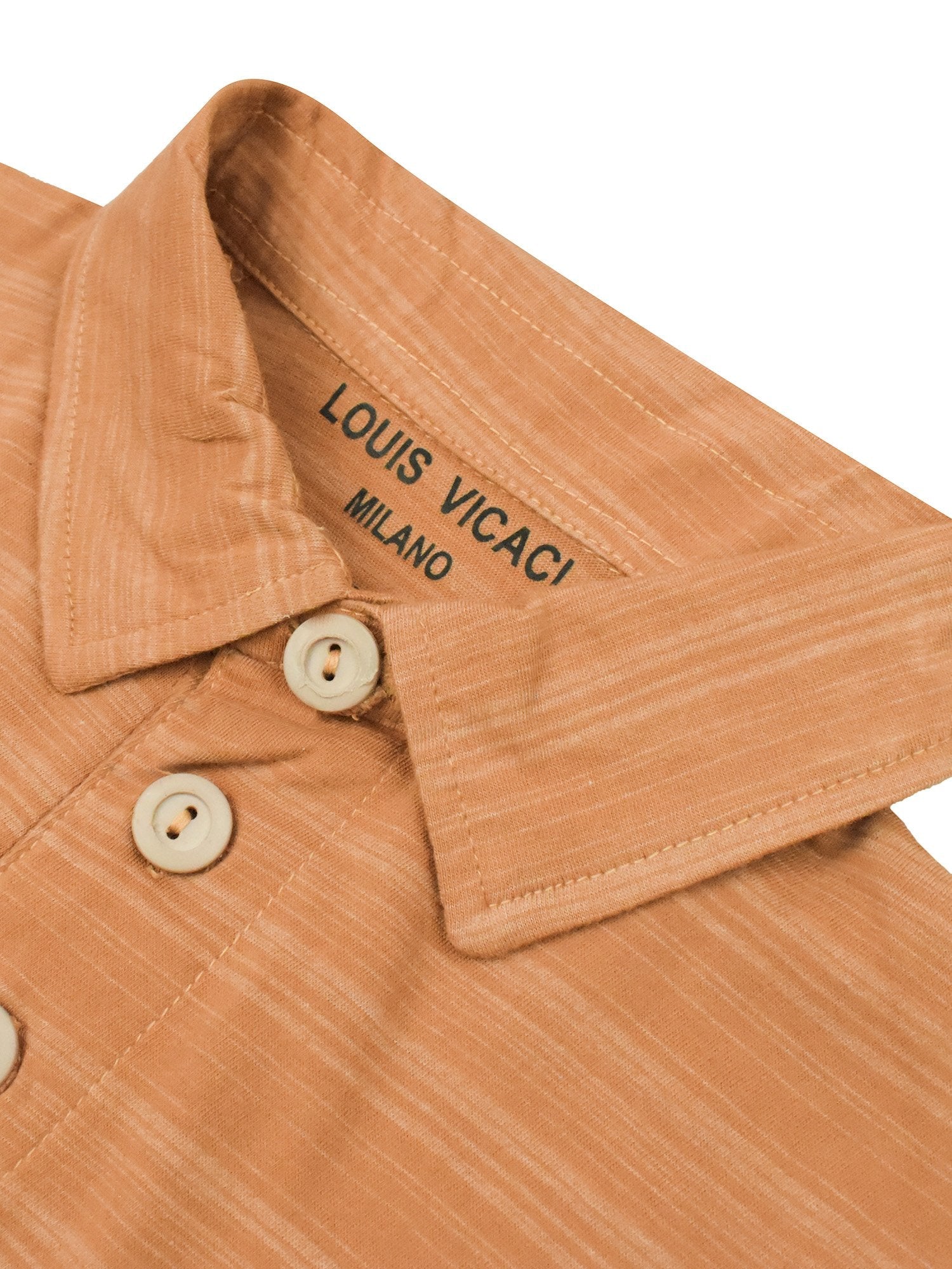 Louis Vicaci Long Sleeve Polo For Men-Orange with Lining-BR905