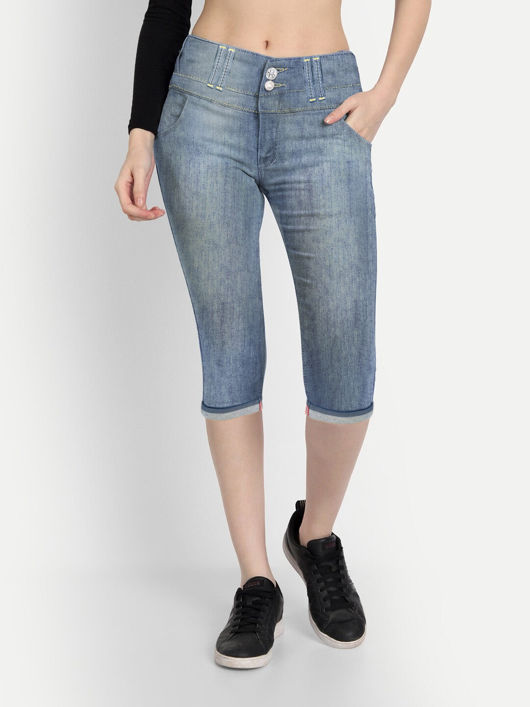 Mexx Jeans Jeans Capri For Ladies-Dark Blue Faded-BR1437