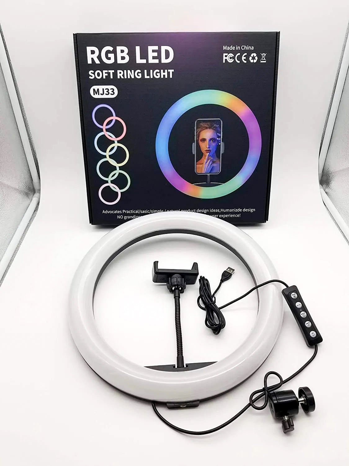 Mj33cm Rgb Led Studio Camera Ring Light Photography With Mobile Holder-BE1906/BR14057