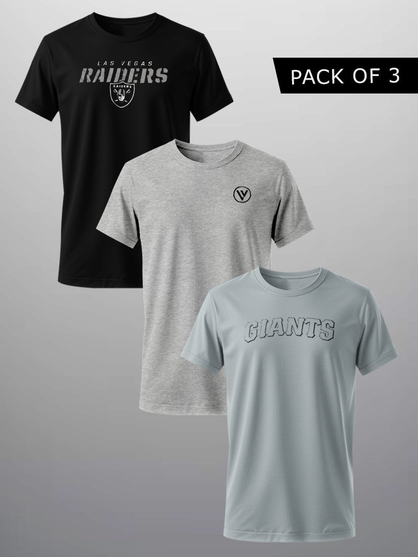 Pack Of 3 Summer Single Jersey Tee Shirts For Men-BE3335/BR15775