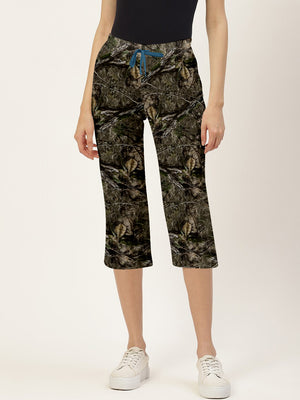 Mossy Oak Summer Plazzo Capri For Women-Camouflage Print-BE1489