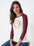 NFL Long Sleeve Tee Shirt For Ladies-White with Maroon-BE1725