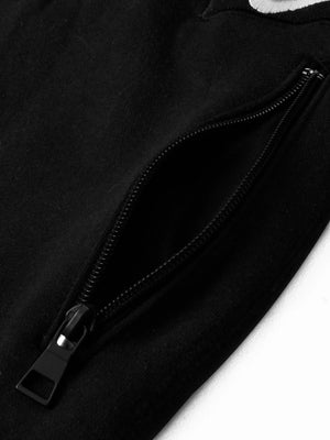 NK Terry Fleece Straight Fit Trouser For Men-Black-SP558/RT2153