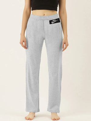 NK Terry Fleece Straight Fit Trouser For Women-Grey Melange-BE2186