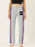 NK Terry Fleece Straight Fit Trouser For Ladies-Grey Melange With Stripes-BE2187