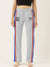 DK Terry Fleece Straight Fit Trouser For Ladies-Grey Melange With Stripes-SP841
