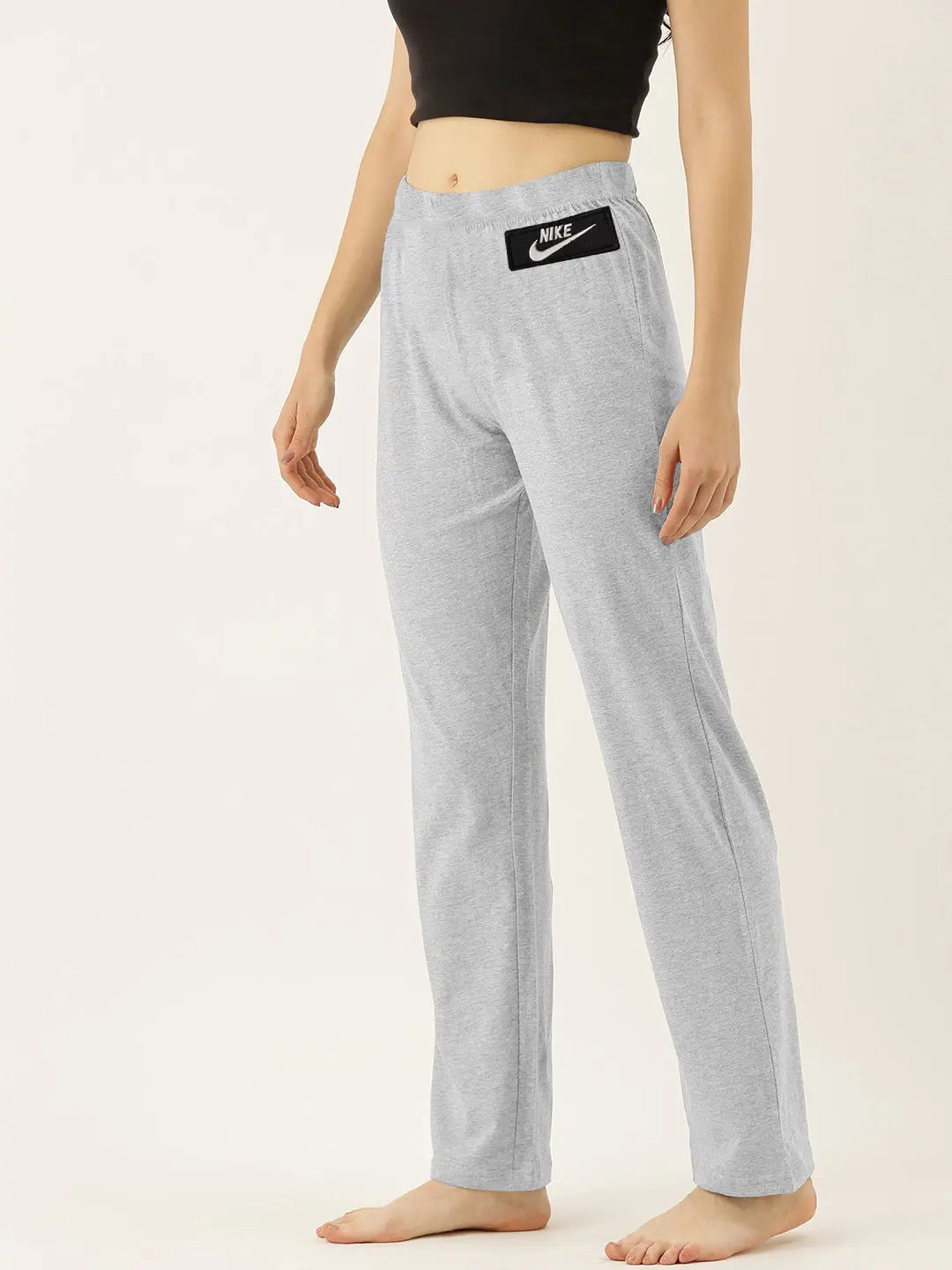 NK Fleece Straight Fit Trouser For Ladies-Grey Melange-SP548