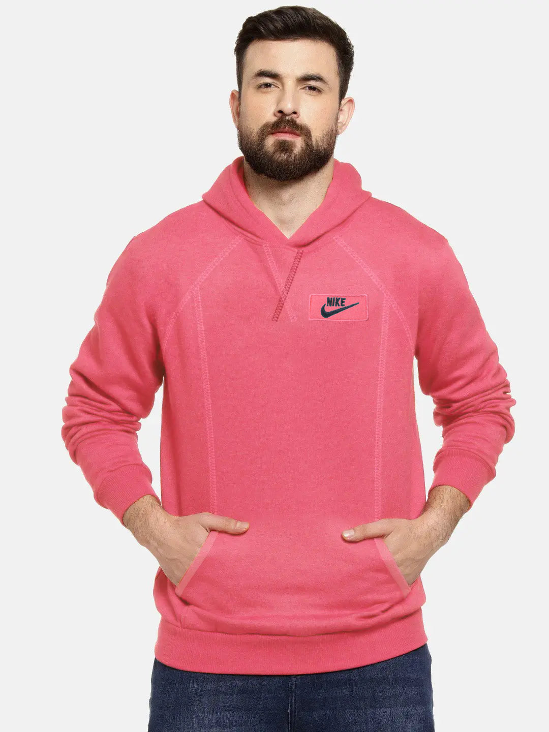 NK Terry Fleece Pullover Hoodie For Men-Pink Melange-SP1415