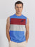 NK Crew Neck Sleeveless Tee Shirt For Men-Blue with Red & Smoke White Panel-BE1228