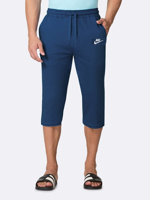 NK Fleece 3 Quarter Short For Men-Dark Blue-BE2791