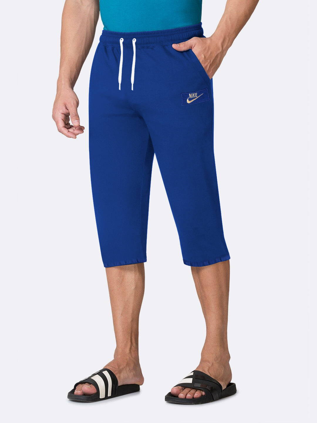 NK Fleece 3 Quarter Short For Men-Royal Blue-BE2802