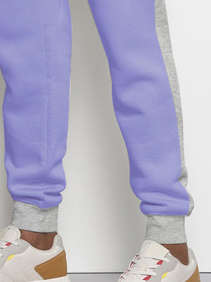 NK Fleece Jogger Sweatpant For Men-Light Purple with Grey Melange Panel-BE2604