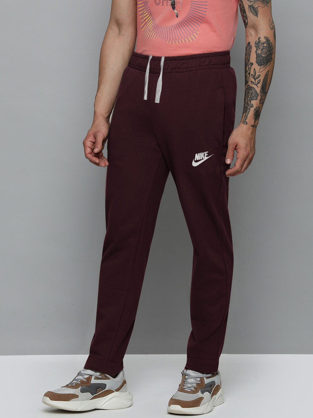 NK Fleece Jogger Sweatpant For Men-Maroon-BE2598