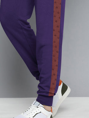 NK Fleece Jogger Sweatpant For Men-Purple with Brown Panel-BE2697