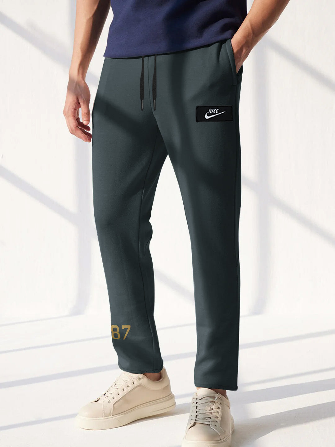 NK Fleece Straight Fit Trouser For Men-Slate Grey-BE2202