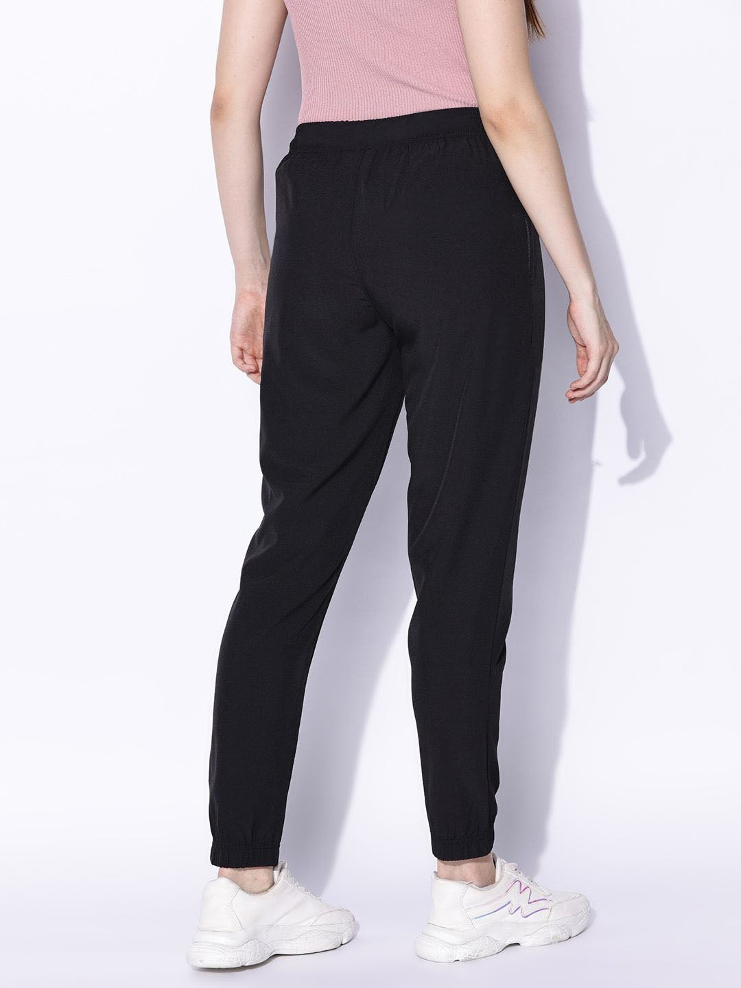 NK Fleece Without Pockets Gathering Fit Trouser For Women-Black-BE2185/BR14311