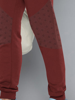 NK Terry Fleece Jogger Sweatpant For Men-Coral Red With Panel-BE2609