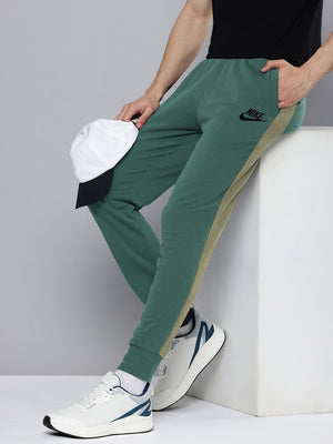 NK Terry Fleece Jogger Sweatpant For Men-Cyan Green with Skin Panel-BE2562