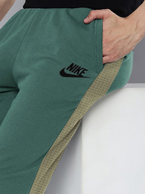 NK Terry Fleece Jogger Sweatpant For Men-Cyan Green with Skin Panel-BE2562