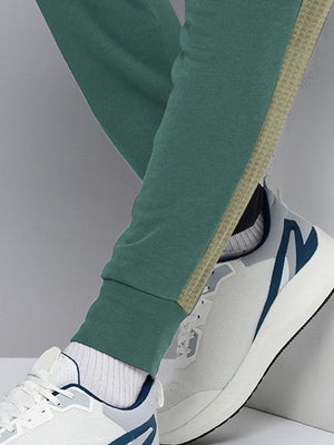 NK Terry Fleece Jogger Sweatpant For Men-Cyan Green with Skin Panel-BE2562