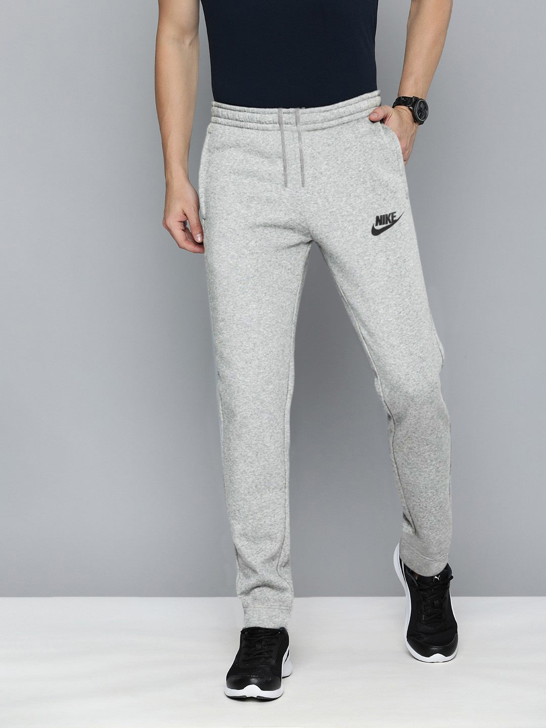 NK Terry Fleece Jogger Sweatpant For Men-Light Grey Melange-BE2600