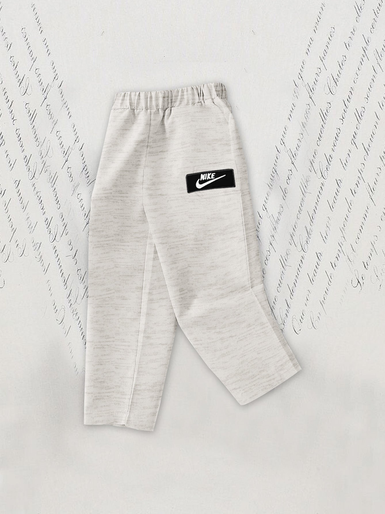 NK Terry Fleece Sweatpants For Kids-Off White Melange-BE2235