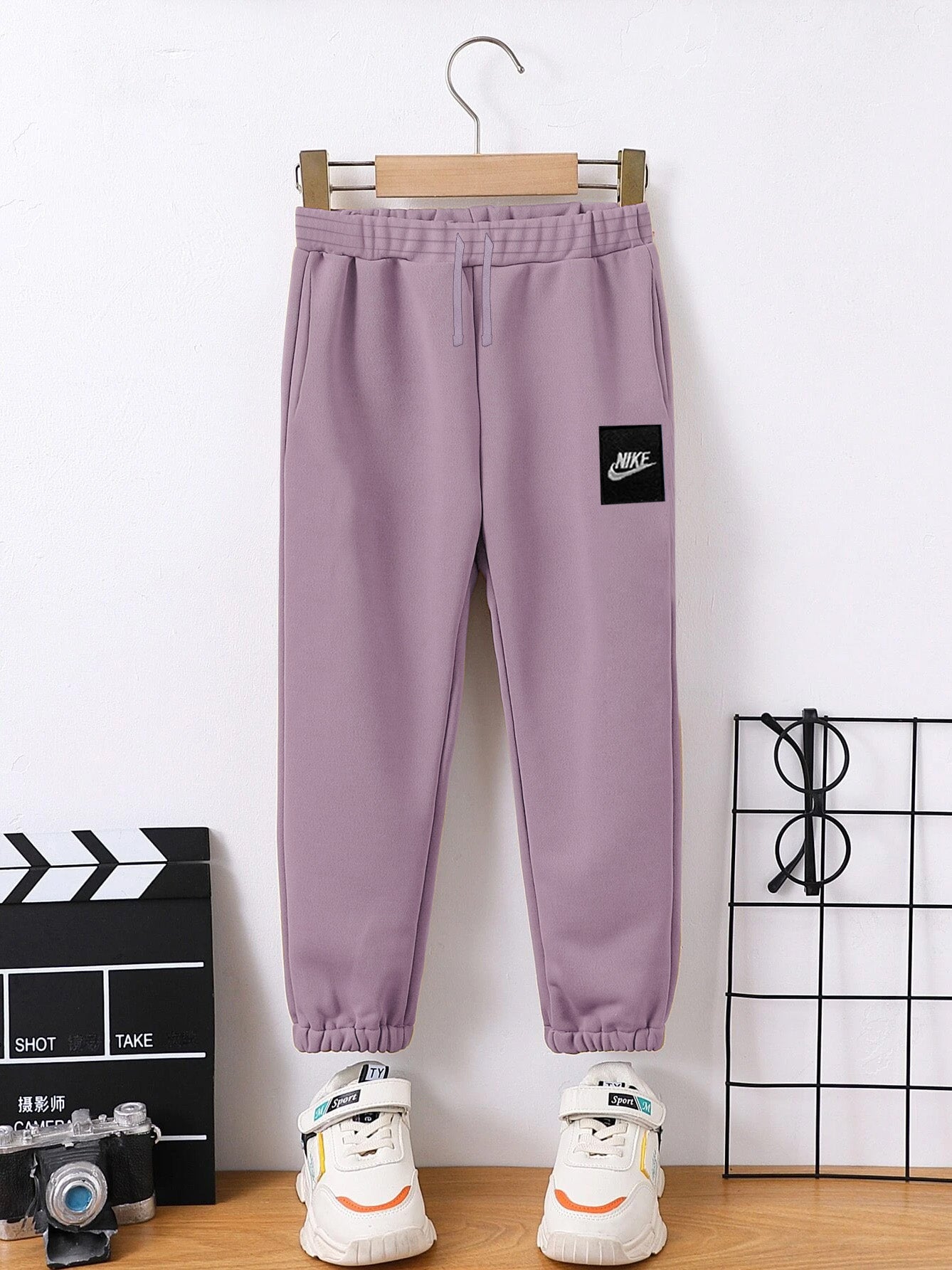 NK Terry Fleece Sweatpants For Kids-Purple-BE2230