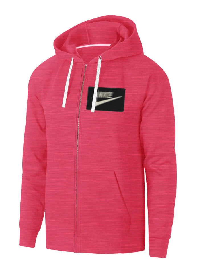 NK Terry Fleece Zipper Hoodie For Men-Pink Melange-SP470